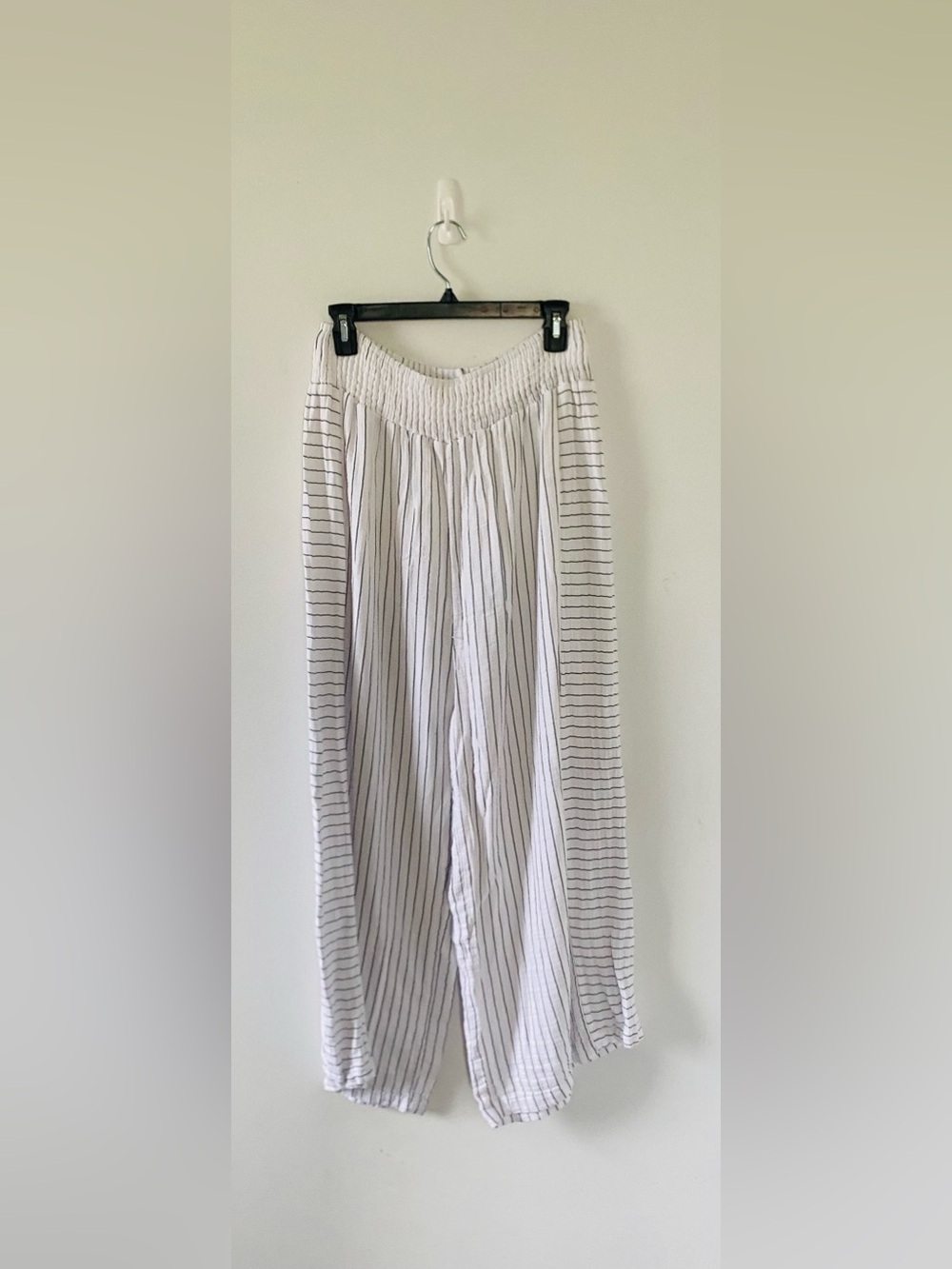 Cynthia Rowley Striped Wide Leg Palazzo Pants Size 3X Smocked Elastic Gauze EUC